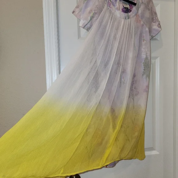 HD In Paris For Anthropology Floral Short Sleeve Dress Size 4 - Picture 6 of 7